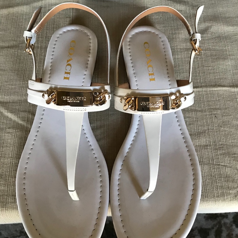 Coach bone colored sandals
